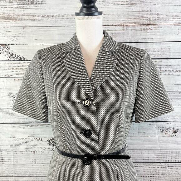 Evan Picone 2pc Blazer Skirt Suit size 6 Black Brown Tweed Career Lawyer - Picture 4 of 16
